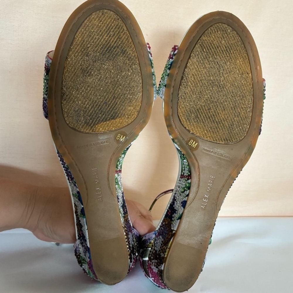 Alex Marie Mairithree Wedge Cloud Ankle Strap Sandals Embellished US 8M Colorful - Picture 6 of 8